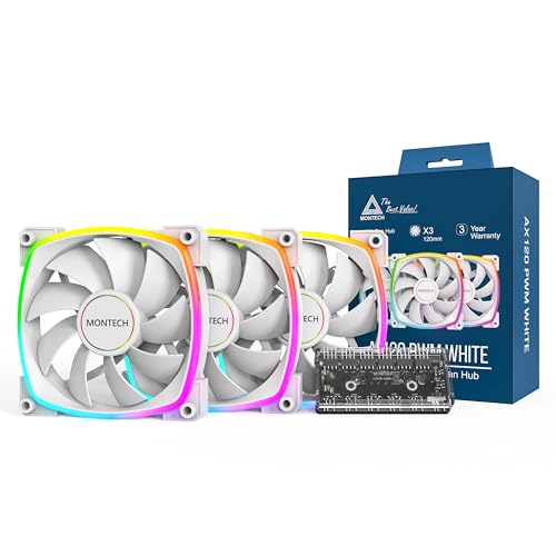 MONTECH AX 120 mm – PWM-Lüfter – leise Leistung – hohe Geschwindigkeit 1600 PWM – High-End-Haltbarkeit mit HDB-Lager – atemberaubendes Außenring ARGB-Beleuchtungsdesign – 3-in-1 Packung mit 6 x 6 MONTECH AX 120 mm – PWM-Lüfter – leise Leistung – hohe Geschwindigkeit 1600 PWM – High-End-Haltbarkeit mit HDB-Lager – atemberaubendes Außenring ARGB-Beleuchtungsdesign – 3-in-1 Packung mit 6 x 6 von Montech