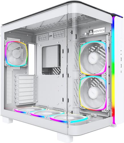 MONTECH KING 95 PRO Midi-Tower Tempered Glass ARGB - weiß - Gut ausgestatteter Midi-Tower - Vorderseite und Seitenteil aus Tempered Glass - linkes Seitenteil und Deckel mit Lüftungsschlitzen - 6x 140er-ARGB-PWM-Lüfter vorinstalliert - GPU-Länge von bis 420 mm - ARGB-Strip an der Front - bis zu zwei Netzteile möglic ... (KING95PROW) MONTECH KING 95 PRO Midi-Tower Tempered Glass ARGB - weiß - Gut ausgestatteter Midi-Tower - Vorderseite und Seitenteil aus Tempered Glass - linkes Seitenteil und Deckel mit Lüftungsschlitzen - 6x 140er-ARGB-PWM-Lüfter vorinstalliert - GPU-Länge von bis 420 mm - ARGB-Strip an der Front - bis zu zwei Netzteile möglic ... (KING95PROW) von Montech
