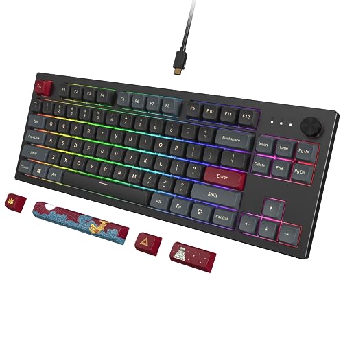 Montech MKey TKL Mechanische Gaming-Tastatur: anpassbare RGB-LED, Premium-MDA-PBT-Tastenkappe, Hot-Swappable Gateron G Yellow Pro 2.0 vorgeschmierte Schalter, Osaka Castle Theme, Dunkelheit (MK87DY) von Montech