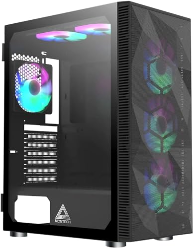 Montech X3 Mesh - 6 Lüfter, 3 x 140 mm & 3 x 120 mm RGB-Beleuchtungslüfter ATX Mid-Tower PC Gaming Gehäuse, USB 3.0, offenes Seitenteil aus gehärtetem Glas, hoher Luftstrom, Schwarz Montech X3 Mesh - 6 Lüfter, 3 x 140 mm & 3 x 120 mm RGB-Beleuchtungslüfter ATX Mid-Tower PC Gaming Gehäuse, USB 3.0, offenes Seitenteil aus gehärtetem Glas, hoher Luftstrom, Schwarz von Montech