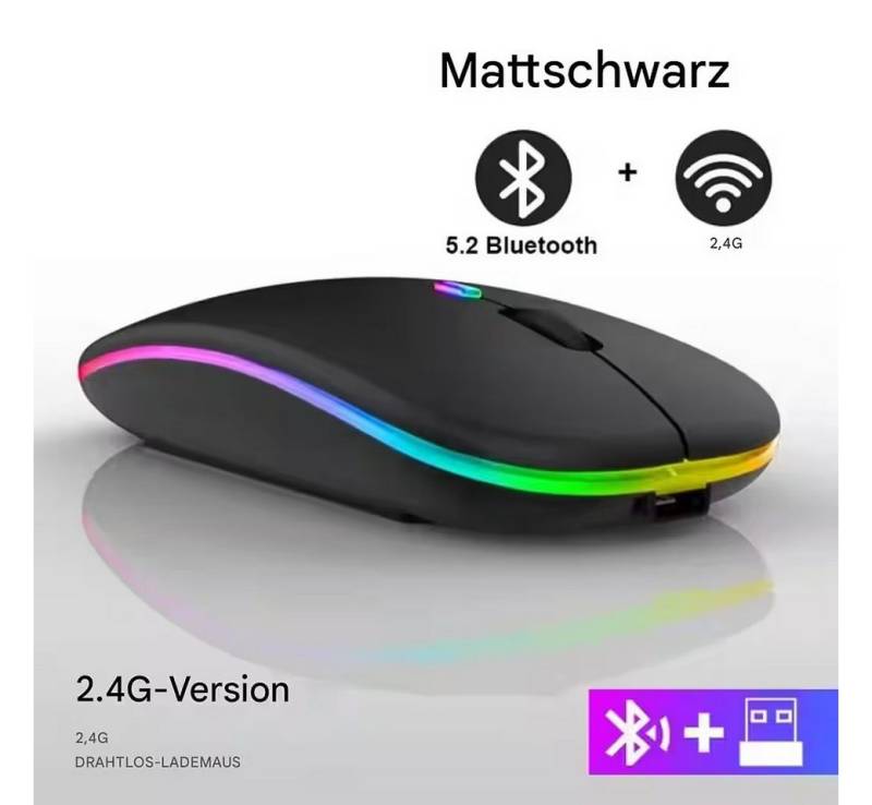 Wrischan Kabellose Wiederaufladbare Bluetooth-Maus – Leise & Präzise Maus (Dual-Modus-Konnektivität (Bluetooth + 2,4 GHz USB) von Wrischan