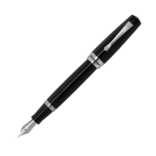 Montegrappa Elmo 02 Jet Black Füllfederhalter in der Farbe schwarz, aus Edelharz und Edelstahl hergestellt, Federstärke: M, Maße: 14.2 x 1.7 cm, 35g, ISE2R3AC von Montegrappa