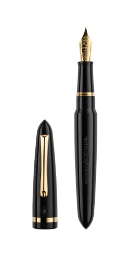 Montegrappa Venetia Füllfederhalter aus Harz, Messing und Edelstahl in der Farbe Schwarz-Gold, Federstärke: M, Länge: 14cm, ISVEN3AC von Montegrappa