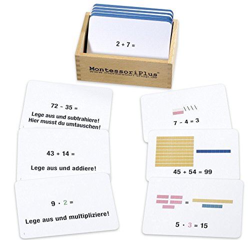 Arbeitskartei zu den Montessori-Rechenstäbchen, Freiarbeit im Zahlenraum bis 100 mit Selbstkontrolle von MontessoriPlus