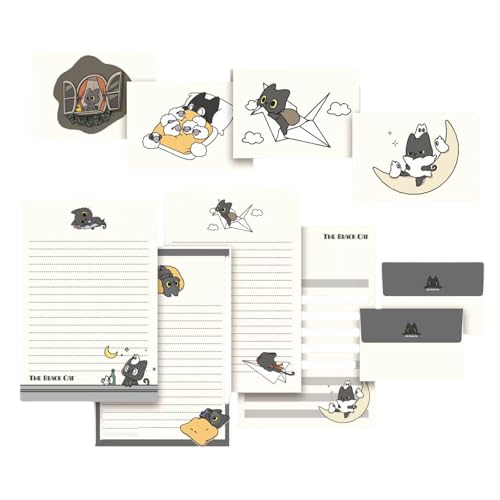 Montesy 1 Set Briefpapier und Umschläge, kleine schwarze Katzen, Briefpapier, Schreibpapier für Briefschreiben Montesy 1 Set Briefpapier und Umschläge, kleine schwarze Katzen, Briefpapier, Schreibpapier für Briefschreiben von Montesy