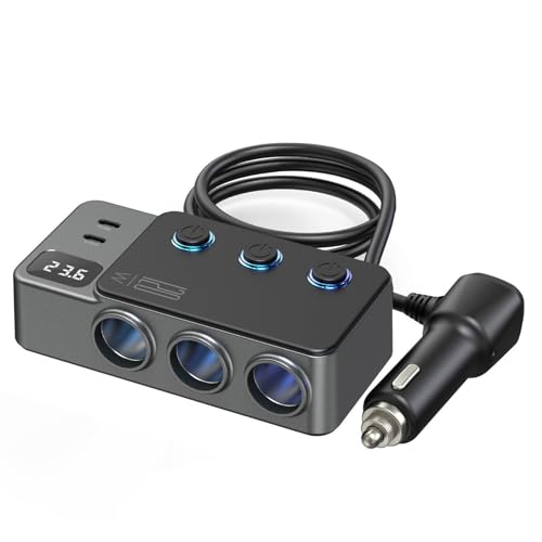 Montesy Zigaretten Splitter Auto Ladeadapter 3 Steckdose USB C Super Schnellladung für 12V/24V Fahrzeug mit LED Display Montesy Zigaretten Splitter Auto Ladeadapter 3 Steckdose USB C Super Schnellladung für 12V/24V Fahrzeug mit LED Display von Montesy
