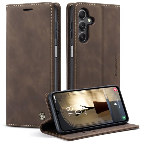 Monweicz Handyhülle für Samsung Galaxy A34 Hülle Premium Lederhülle Klappbar Flip Case Tasche Magnet Kartenfach Standfunktion Klapphülle Schutzhülle für Samsung Galaxy A34 - Kaffee von Monweicz