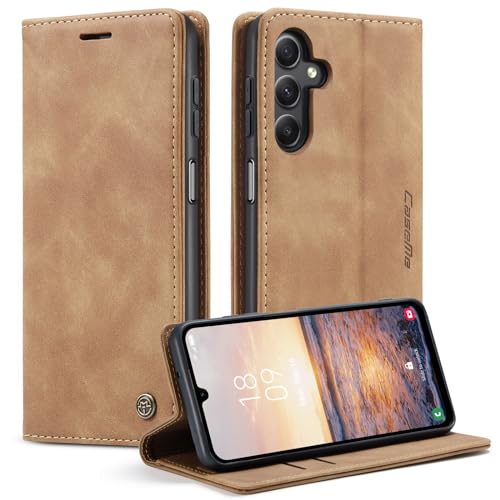 Monweicz Handyhülle für Samsung Galaxy S24 FE Hülle Premium Lederhülle Klappbar Flip Case Tasche Magnet Kartenfach Standfunktion Klapphülle Schutzhülle für Samsung Galaxy S24 FE - Braun von Monweicz