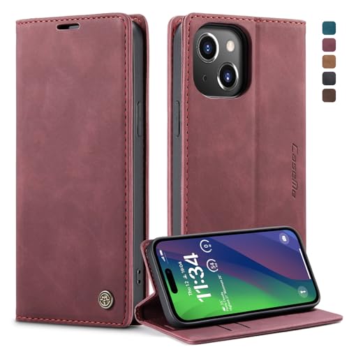 Monweicz Handyhülle für iPhone 15 Hülle Premium Lederhülle Klappbar Flip Case Tasche Magnet Kartenfach Standfunktion Klapphülle Schutzhülle für iPhone 15 - Weinrot Monweicz Handyhülle für iPhone 15 Hülle Premium Lederhülle Klappbar Flip Case Tasche Magnet Kartenfach Standfunktion Klapphülle Schutzhülle für iPhone 15 - Weinrot von Monweicz