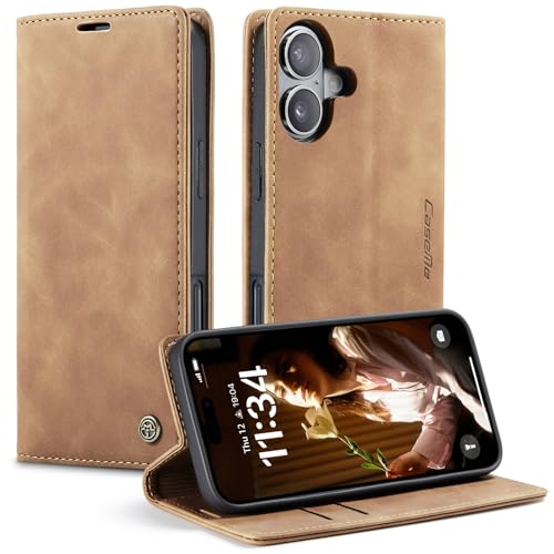Monweicz Handyhülle für iPhone 16 Plus Hülle Premium Lederhülle Klappbar Flip Case Tasche Magnet Kartenfach Standfunktion Klapphülle Schutzhülle für iPhone 16 Plus - Braun Monweicz Handyhülle für iPhone 16 Plus Hülle Premium Lederhülle Klappbar Flip Case Tasche Magnet Kartenfach Standfunktion Klapphülle Schutzhülle für iPhone 16 Plus - Braun von Monweicz