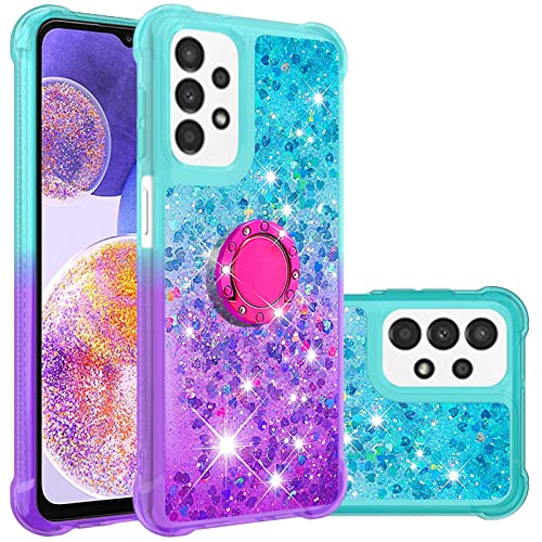 Monwutong Handyhülle für Samsung Galaxy A13 4G, Glänzend Bling Treibsand Effekt TPU Bumper Case mit Vier Ecken Anti-Fall Heavy Protection Cover für Samsung Galaxy A13 4G, Blau Lila von Monwutong