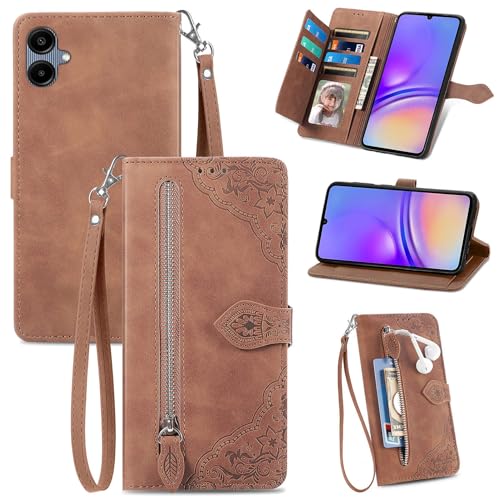 Monwutong SZY Schutzhülle mit Reißverschluss für Samsung Galaxy A06, hautfreundliche Haptik, PU-Leder, Magnetverschluss und mehrere Kartenfächer, Handyholster für Galaxy A06, Braun Monwutong SZY Schutzhülle mit Reißverschluss für Samsung Galaxy A06, hautfreundliche Haptik, PU-Leder, Magnetverschluss und mehrere Kartenfächer, Handyholster für Galaxy A06, Braun von Monwutong