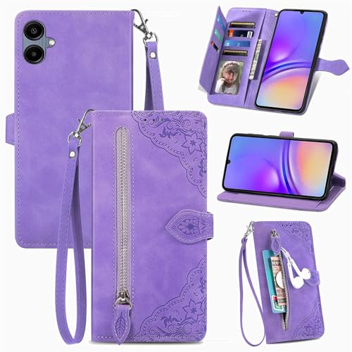 Monwutong SZY Schutzhülle mit Reißverschluss für Samsung Galaxy A06, hautfreundliche Haptik, PU-Leder, Magnetverschluss und mehrere Kartenfächer, Handyholster für Galaxy A06, Violett Monwutong SZY Schutzhülle mit Reißverschluss für Samsung Galaxy A06, hautfreundliche Haptik, PU-Leder, Magnetverschluss und mehrere Kartenfächer, Handyholster für Galaxy A06, Violett von Monwutong