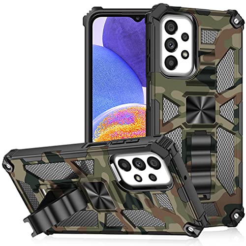 Monwutong Schlanke Passform Handyhülle für Samsung Galaxy A23 4G/5G, Army Camouflage Hülle mit militärischem Schutz, sturzgetestet und integriertem Ständer für Samsung Galaxy A23, MC Armeegrün von Monwutong