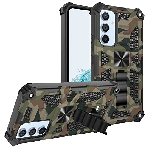 Monwutong Schlanke Passform Handyhülle für Samsung Galaxy A34 5G, Armee-Camouflage, langlebige Hülle mit militärischem Anti-Fallschutz und integriertem Ständer für Galaxy A34 5G, MC Armeegrün von Monwutong