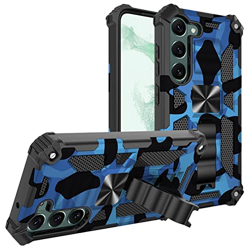 Monwutong Schlanke Schutzhülle für Samsung Galaxy S25 (nicht für S25 Plus), Armee-Camouflage-Schutzhülle mit militärischem Schutz und integriertem Ständer, Dunkelblau von Monwutong