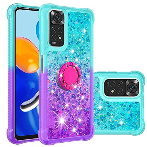 Monwutong Schutzhülle für Xiaomi Redmi Note 11S, Hülle für Redmi Note 11 4G, Glänzend Bling Treibsand Effekt TPU Bumper Case mit Vier Ecken Schutz Cover für Redmi Note 11 4G / Note 11S, Blau Lila von Monwutong