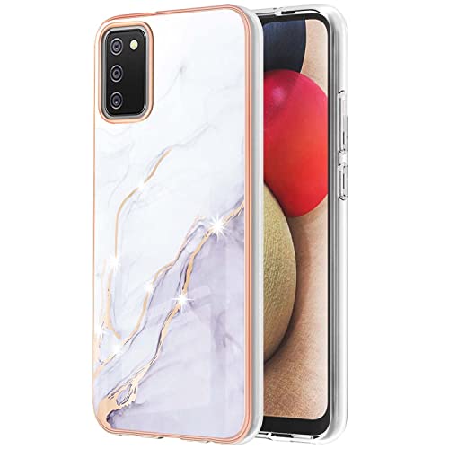 Monwutong YBDD Schlanke Schutzhülle für Samsung Galaxy A02S, glänzendes IMD-Marmor-Muster, modische Schutzhülle für Mädchen, Kameralinse und Bildschirmschutz für Galaxy A02S, Weiß Monwutong YBDD Schlanke Schutzhülle für Samsung Galaxy A02S, glänzendes IMD-Marmor-Muster, modische Schutzhülle für Mädchen, Kameralinse und Bildschirmschutz für Galaxy A02S, Weiß von Monwutong