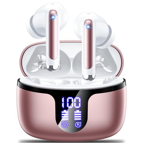 Bluetooth Kopfhörer,Kopfhörer Kabellos Bluetooth 5.3 in Ear mit 4 HD Mikrofon,2024 ENC Noise Cancelling Ohrhörer,42H Spielzeit mit LED-Anzeige,HiFi Stereo,IP7 Wasserdicht Headphones für Arbeit Sport von Monyhigh