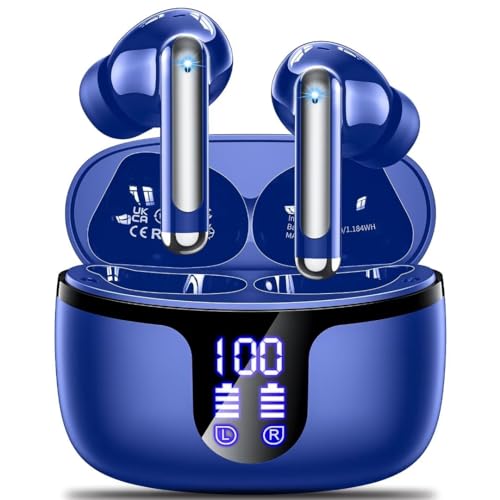 Bluetooth Kopfhörer,Kopfhörer Kabellos Bluetooth 5.3 in Ear mit 4 HD Mikrofon,2024 ENC Noise Cancelling Ohrhörer,42H Spielzeit mit LED-Anzeige,HiFi Stereo,IP7 Wasserdicht Headphones für Arbeit Sport von Monyhigh