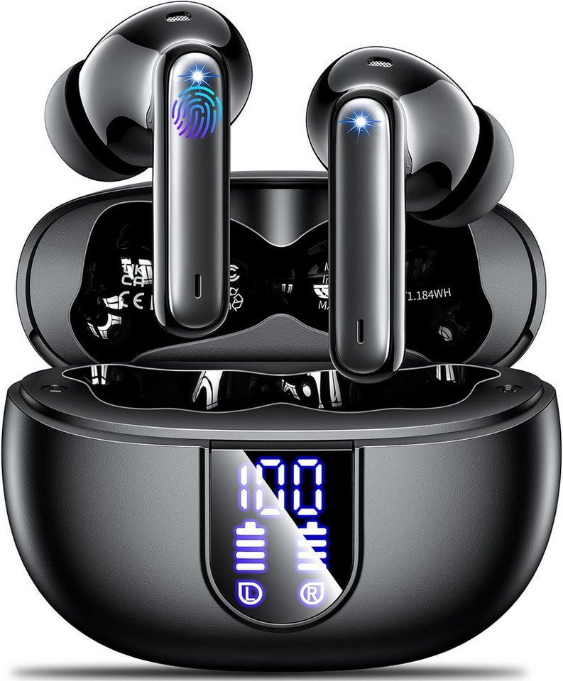Monyhigh Kabellos Bluetooth 5.3 In Ear mit 4 HD Mikrofon,ENCCallNoiseCancelling In-Ear-Kopfhörer (Dynamischer Klang und stabile Verbindung für ein ultimatives Hörerlebnis., 2H Spielzeit, LED-Anzeige,HiFi Stereo IP7 Wasserdicht Ohrhörer 2024) von Monyhigh