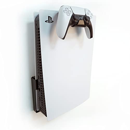 Monzlteck Wandhalterung für PS5 (Disc und Digital) + Controller-Halterung, vertikales Metall, zum Aufhängen an der Wand mit Power Botton links/rechts von Monzlteck