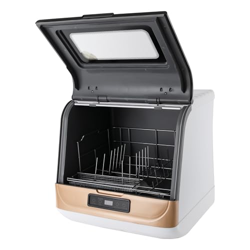 Tragbarer Mini Geschirrspüler mit Mehrere Reinigungsmodi, Mini Spülmaschine Touch Steuerung Tischgeschirrspüler, Arbeitsplatten-Geschirrspüler mit Flip-Top-Deckel für Hausküchen, Wohnungen (Gold) Tragbarer Mini Geschirrspüler mit Mehrere Reinigungsmodi, Mini Spülmaschine Touch Steuerung Tischgeschirrspüler, Arbeitsplatten-Geschirrspüler mit Flip-Top-Deckel für Hausküchen, Wohnungen (Gold) von MooBeey