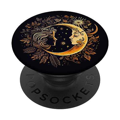 Mond Und Sonne Himmlische Illustration PopSockets Klebender PopGrip von Moon and Sun Merch