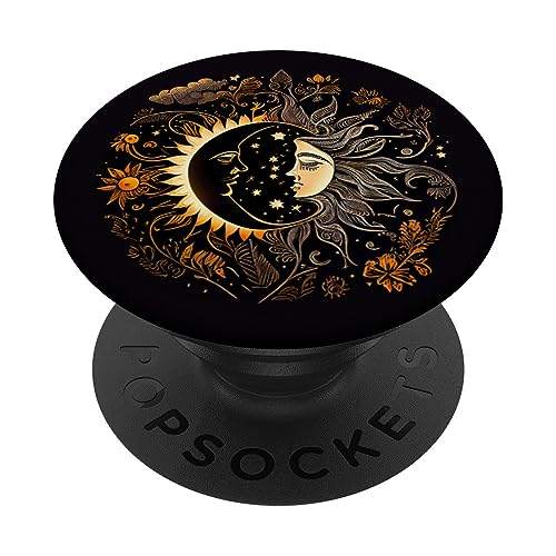 Mond Und Sonne Himmlische Illustration PopSockets Klebender PopGrip von Moon and Sun Merch