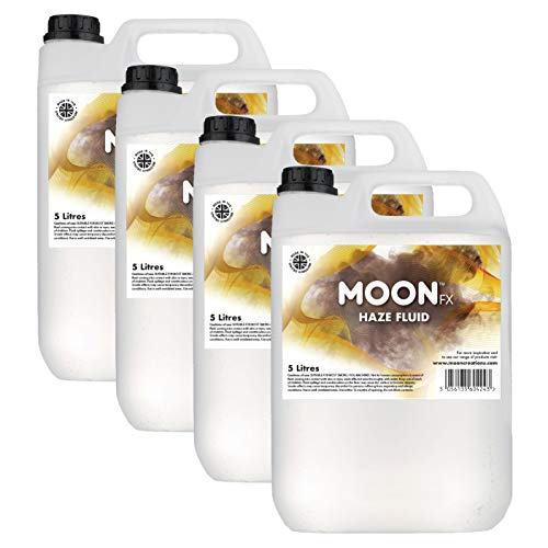 MoonFX Professional Haze Fluid 20 l (4 x 5 Liter) – Pro Haze Fluid erzeugt hochleistungsstarken, ultrafeinen Dunstnebel. von MoonFX