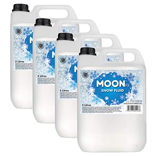 MoonFX M04175 Professional Snow Fluid 20L (4 x 5 Liter) – Pro Snow Fluid, das flauschige, weiße Schneeflocken auf Schaumbasis erzeugt von MoonFX
