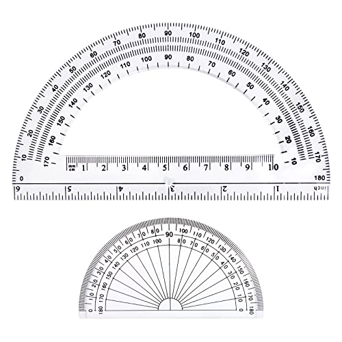 180 Grad Winkelmesser, Kunststoff Geometrie Goniometer, Durchsichtig Winkelmessung Messwerkzeug für Schule und Büro, 15cm und 10cm (2 Stück) von MoonSing