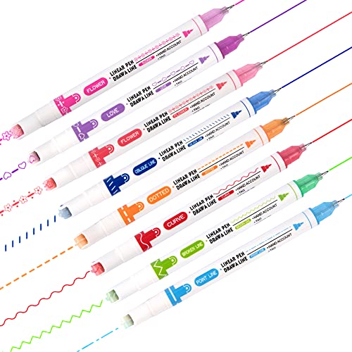 Curve Textmarker, Dual Tips Bunte Highlighter Pen, Spitze Stifte mit Verschiedenen Formen für Scrapbook, Journaling, Notizen, Planer, Kalender, Büro, Kartenherstellung, 8 Stück von MoonSing