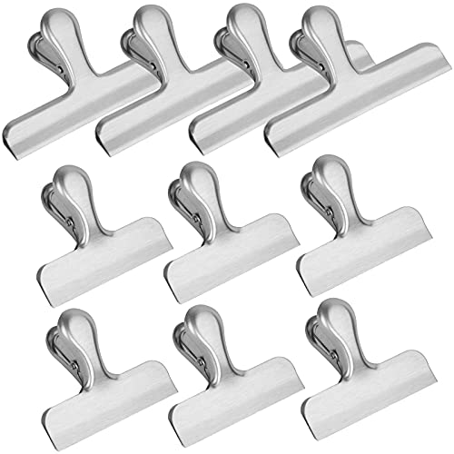 Edelstahl Bag Clips, 10 Stück Food Tasche Clips Tüten Verschlussclips Brief Klammern Chip Clips luftdichtes Abschließen für Kaffee Brot Taschen (12 cm und 7.7 cm Breite) von MoonSing
