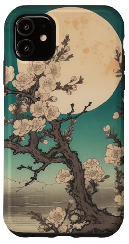 Hülle für iPhone 11 Mondbeleuchtete Sakura-Landschaft: Japanische Kunst von Moonlit Sakura Reverie