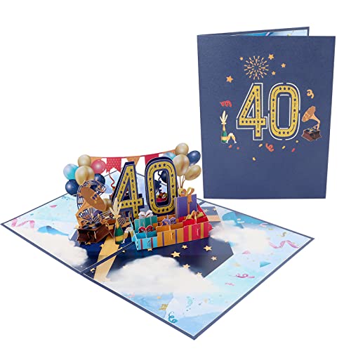 40. Geburtstagskarte, Pop Up Karte Geburtstag, 40. 3D Geburtstag Grußkarte, Karte zum 40 Geburtstag Grußkarte mit Umschlag für Frauen Männer 40 Jahre Romantik Geburtstagskarte von Moorle