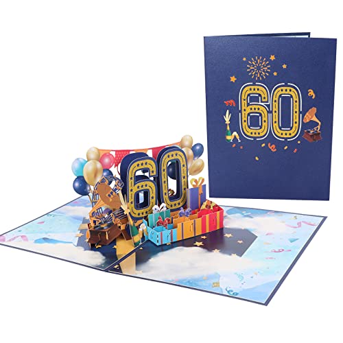 60. Geburtstagskarte, Pop Up Karte Geburtstag, 60. 3D Geburtstag Grußkarte, Karte zum 60 Geburtstag Grußkarte mit Umschlag für Frauen Männer 60 Jahre Romantik Geburtstagskarte von Moorle