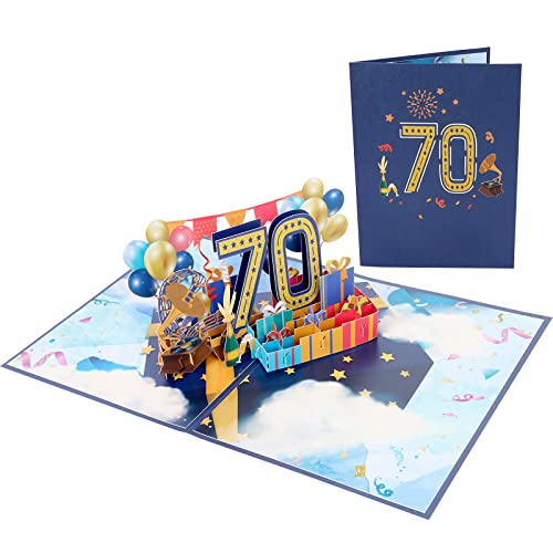 70. Geburtstagskarte, Pop Up Karte Geburtstag, 70. 3D Geburtstag Grußkarte, Karte zum 70 Geburtstag Grußkarte mit Umschlag für Frauen Männer 70 Jahre Romantik Geburtstagskarte von Moorle