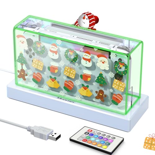 Mooroer Switch Schutzhülle für Nintendo Switch/OLED Dock,Staubschutzhülle Staubschutz für Nintendo Switch/Switch OLED Zubehör mit 20 Farben von Led Licht Anti-Staub/Anti-Kratzer,Weihnachtsausgabe von Mooroer