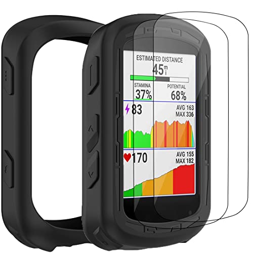 Moorovgi 2 Stück Displayschutzfolien aus Gehärtetem Glas+ Hülle Kompatibel mit Garmin Edge 540,Schutzfolie Displayschutzfolie GPS Bike Computer Zubehör für Garmin Edge 540 (Schwarz) von Moorovgi