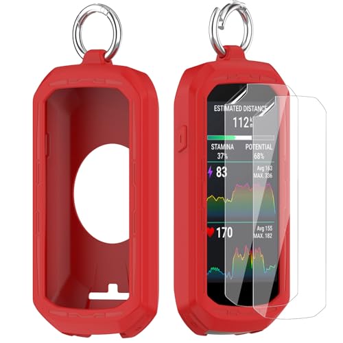 Moorovgi Displayschutzfolien aus Gehärtetem Glas+Hülle Kompatibel mit Garmin Edge 1050,Schutzfolie Displayschutzfolie GPS Bike Computer Zubehör für Garmin Edge 1050 (Rot) von Moorovgi