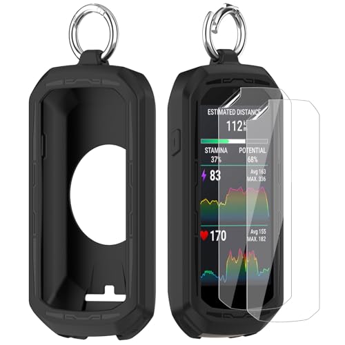 Moorovgi Displayschutzfolien aus Gehärtetem Glas+Hülle Kompatibel mit Garmin Edge 1050,Schutzfolie Displayschutzfolie GPS Bike Computer Zubehör für Garmin Edge 1050 (Schwarz) von Moorovgi