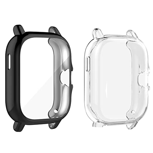 Moorovgi Hülle Kompatibel Amazfit GTS 3,ollständige Abdeckung Schutzhülle Anti-Kratz Weiche TPU-Stoßfänger Hülle für Amazfit GTS 3 (transparent&Schwarz) von Moorovgi