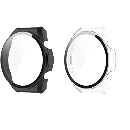 Moorovgi Hülle Kompatibel für Xiaomi Watch S1,2 Stück Schutzhülle Hard Hülle Mit Glas Displayschutz Schutzfolie Kompatibel mit Xiaomi Watch S1 (transparent+Schwarz) von Moorovgi