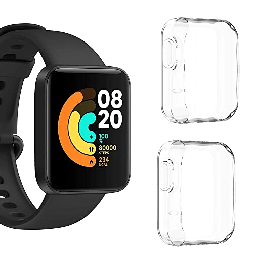 Moorovgi Hülle Kompatibel mit Xiaomi Mi Watch Lite,Vollabdeckung Displayschutzfolie Schutz Hülle Gehäuse für Xiaomi Mi Watch Lite (transparent&transparent) von Moorovgi