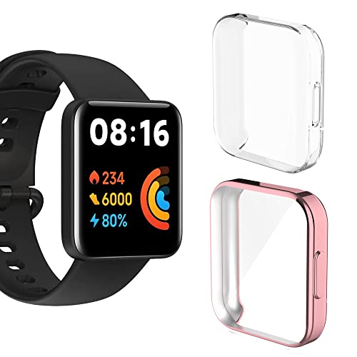 Moorovgi Hülle Kompatibel mit Xiaomi Redmi Watch 2 Lite,Flexible TPU-Schutzhülle [kratzfest] Displayschutzfolie für Xiaomi Redmi Watch 2 Lite (Rosa+Klar) von Moorovgi