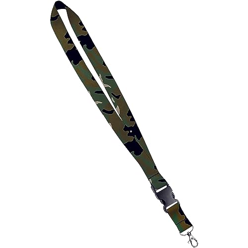 Moose Pet Wear Bedrucktes Schlüsselband – Satin-Schlüsselanhänger mit seitlicher Schnalle und Druckknopf, Ausweishalter – 1,9 cm, Camouflage von Moose Pet Wear