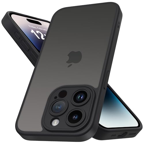 Mootobo for iPhone 14 Pro Hülle 6.1-Inch, Matte Shockproof Bumper Phone Cover, Military-Grade Protection Ultra Slim 360°Full Body Frosted Translucent Back Phone case(Black) von Mootobo