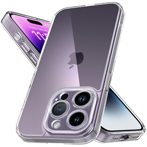 Mootobo for iPhone 14 Pro Hülle 6.1-Inch, Matte Shockproof Bumper Phone Cover, Military-Grade Protection Ultra Slim 360°Full Body Frosted Translucent Back Phone case(Clear) von Mootobo