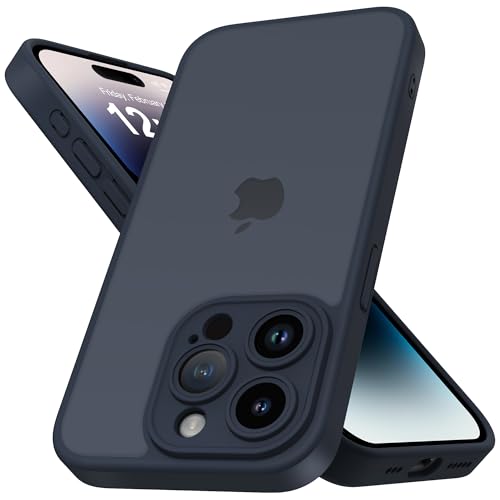 Mootobo for iPhone 14 Pro Hülle 6.1-Inch, Matte Shockproof Bumper Phone Cover, Military-Grade Protection Ultra Slim 360°Full Body Frosted Translucent Back Phone case(Deep Blue) von Mootobo